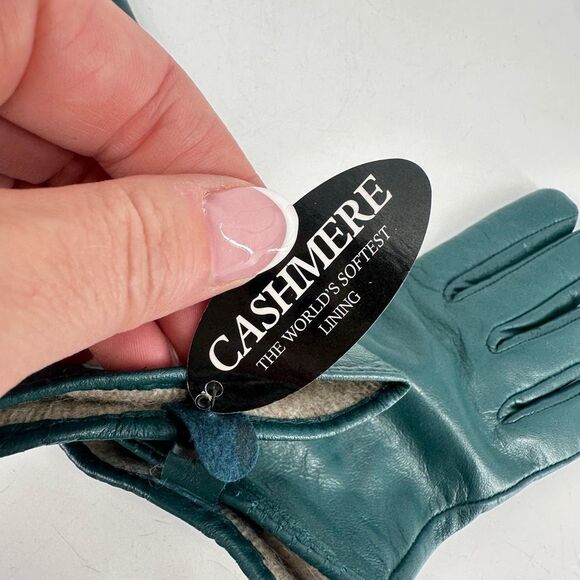 EXCELLED NWT Leather Gloves Cashmere Lined Green Small Buttery soft - Picture 5 of 7